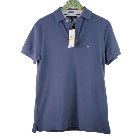 Tommy Hilfiger Mens Slim-Fit Classic Navy Polo Shirt Sz S NWT